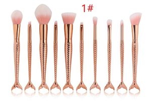 10 stücke/1 los Meerjungfrau Make-Up Pinsel Set Foundation Blending Pulver Lidschatten Kontur Concealer Erröten Kosmetik Make-Up