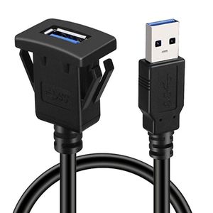 Square Single Port USB 3.0 Panel Flush Mount Extension Cable With Buckle for Car Truck Boat Motorcycle Dashboard 3ft