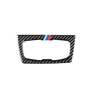 Botões de interruptor do farol fibra carbono quadro decorativo capa guarnição painel interior moldagem adesivo para bmw f30 f34 estilo do carro 2569