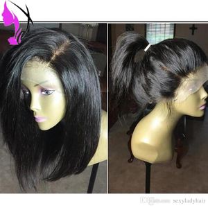 12 polegadas curtas Bob Perucas para Mulheres Parte Lateral Brasileira Lace Front Wig Perucas Resistentes ao Calor Perucas de Cabelo Sintético