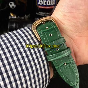 Tanie nowe 8880 Vegas Casino Rosyjskie gramofon zielony biały tarcza automatyczna męska zegarek Rose Gold Case Zielony skórzany pasek Watch245U