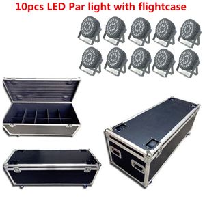 10x LED Par Light med FlightCase 24x18W RGBWA UV 6in1 DMX strålkastare för professionell scenbelysning DJ Wash Light