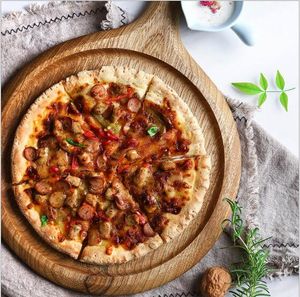 Zebra Breadboard Pizza Rätter Board Round Tray Western Wax-Free Lacquerless Vegetabiliska Handgjorda Solid Trä Display Skärbrädor