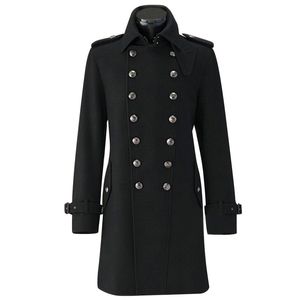 1940 년대 유럽 팝 겨울 남성 옷깃 독일 군사 유니폼 레트로 클래식 트렌치 코트 독일어 SS 더블 브레스트 모직 overcoat