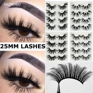 4pairs 25MM Preto 6D Thick longo Mink cabelo cílios postiços dramáticos Criss-cross Lash Eye Extensão Acessório Eye Makeup Tools