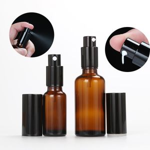 앰버 유리 스프레이 병 로션 펌프 병 5ml / 10ml / 15ml / 20ml / 30ml / 50ml / 100ml 화장품 컨테이너 빈 재충전 가능한 컨테이너