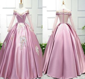 Imperium Talia Księżniczka Z Długim Rękawem Quinceanera Prom Dresses Z Złotym Haftem Drapowane Suknia Balowa Słodka 16 Sukienka Graduation Party Suknie