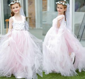 Kids Formal Wear Cheap Flower Girl Dresses Cap Sleeves Baby Girl Birthday Party Christmas Communion Dresses Children Girl Party Dresses