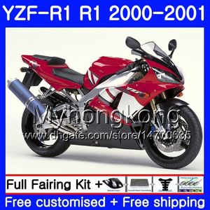 Body For YAMAHA YZF 1000 YZF R 1 YZF-1000 YZFR1 00 01 Frame 236HM.34 YZF-R1 00 01 Bodywork Red white hot YZF1000 YZF R1 2000 2001 Fairing