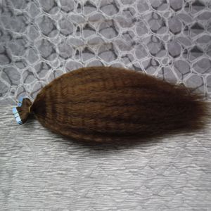 Cappuccio di capelli Yaki a griglia per la pelle PU STHE PACCOLA ESTENSIONI DI CAPELLI UMANI CAMPIONI CAMPIONI 40PC estension per capelli addesiva stravaganti 16 '20' '24' '