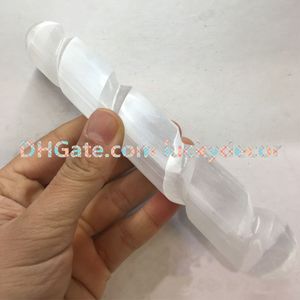 5 sztuk Polished White Selenite Wands Reiki Healing Massage Stick Bar Cleanse Stuite Crystals Magic Magic Uwolnij Błyszczące Przejrzystość Wirk