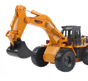 HN530 2.4G 6 Channels RC Wheel Excavator& Digger Toy, Electric/RC Car, 1:18-Diecast Alloy Model, 360° Rotate, Sound& Lights, Christmas Kid Birthday Gift, 2-2