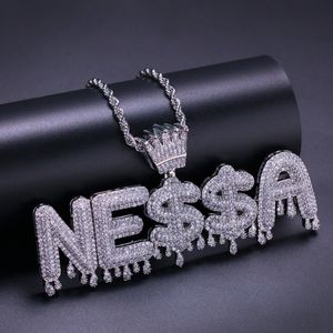 Nome personalizzato Gioielli Corona Bail Iniziali Lettere Catena Collane Ciondolo Collana con micro pavé di zirconi Regalo di Halloween