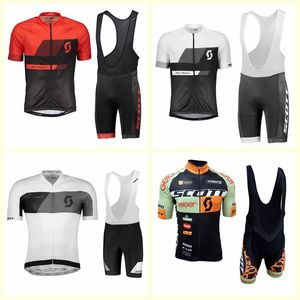 Scott equipe ciclismo mangas curtas jersey bib shorts conjuntos mens verão ao ar livre bicicleta respirável roupas de secagem rápida u122509