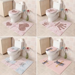 Wholesale three piece toilet sets for sale - Group buy Flannel Print Non Slip Toilet Cover Seat European Pattern Soft Bathroom Bath Mat Floor Rug Carpet With Slip Back