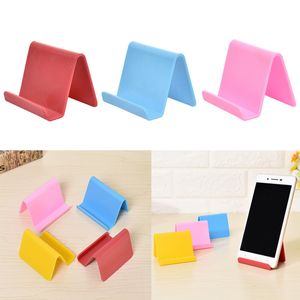 Plastic Phone Holder Fixed Holder Candy Color Kitchen Organizer Mini Portable Business Card Holder Mobile Phone Stand Household LX2915