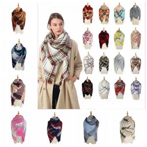 Scarfs Plaid Blankets Scarves Girls Lattice Shawl Winter Grid Wraps Classic Square Neck Scarfs Tassel Pashmina Fashion Neckerchief D6127