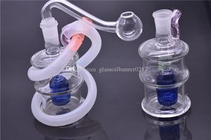 مصغرة بونغ سميكة اللمسة تزوير الفوار DAB النفط تلاعب مندفع زجاج اللمسة الحفارات مع 10MM بيكر أنابيب المياه بونغ الصغيرة رسكلر بيركس المياه بونغس