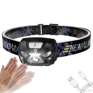 Rechargeable Body Motion Sensor LED Headlamp 3000Lumens Mini Headlight for Outdoor Camping Daily lighting with USB charging line