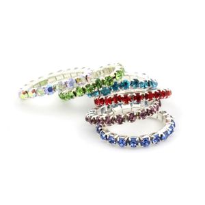 12st / set mix Color Crystal Rhinestone Finger Ringar för Kvinnor Justerbara Stretch Foot Toe Smycken