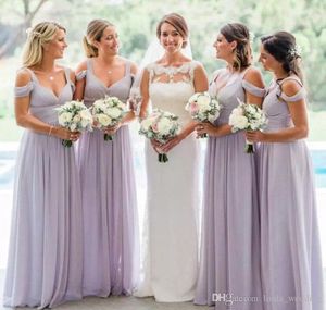 Lavendelfarbene Brautjungfernkleider, glamouröse neue Chiffon-Sommer-Landgarten-formale Hochzeitsfeier, Gast-Trauzeugin-Kleider in Übergröße nach Maß