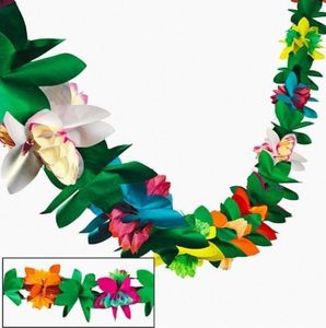 Novelty Färgglada Tissue Flower Garland Banner för Luau Party Summer Beach Decoration Hawaii 3 meter Paper Garlands 300cm