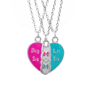 3pcs / set 에나멜 깨진 사랑의 하트 목걸이 Big sis Mom Lil Sis Necklace 최고의 친구 시스터즈 패션 쥬얼리