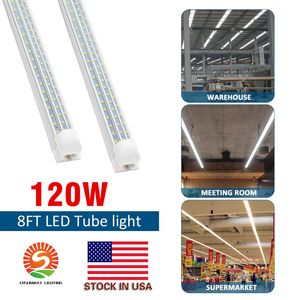 8' T8 FA8 LED Tubes V Shape 8ft Integrated LED Light 8 ft Work Light 45W 120W 96'' Double Row Fluorescent Light Fixtures