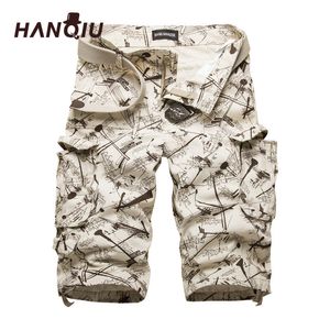 Hanqiu Pamuk Erkek Kargo Şort Moda Kamuflaj Erkek Şort Çok cep Rahat Camo Açık Havada Tolling Homme Kısa PantsQ190330