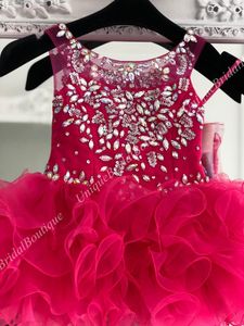 Cupcake Little Girl Pageant Dress 2019 miss Glitz Unique Fuchsia Infant Toddler Kids Prom Formal Party Dance Gown Short Zipper Ruffles Skirt