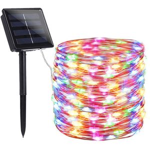 Luci della stringa solare Luci da esterno a LED in filo di rame fata 150/200 LED RGB 8 modalità Illuminazione scintillante per la festa di Natale in casa