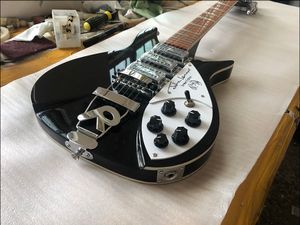 Kort skala 12 strängar svart 325 elektrisk gitarr 527mm Johnlennon signatur pickguard dubbel kropp bindande glansfärg fingerbräda 3 brödrost pickups