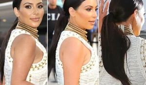 Ким Кардашьян наращивание волос с хвостиком, с низким изящным хвостом, 100% человеческий конский хвост, прямой расслабленный конский хвост, натуральный цвет, 100 г-160 г