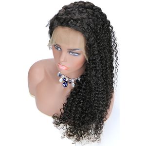 Jerry Curly Spets Front Wig Brazilian Virgin Human Hair Full Lace Wigs For Women Natural Color