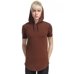 Hoodies Kısa Kollu toptan satış-Erkek T Shirt Erkek Yüksek Sokak Tarzı Fermuar Hoodie Nefes Kısa Kollu Avrupa ve Amerikan Rüzgar Tişörtleri
