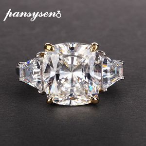 PANSYSEN Exquisite Created Moissanite Rings for Women Real 925 Sterling Silver Wedding Engagement Jewelry Ring Wholesale Gifts Y200321