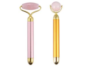 Jade Facial Roller Massager Pink Face Vibration Skincare Enhet Girl Present Portable Face Lift Massager