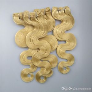 613 Rosyjskie blond dziewicze włosy 3 wiązki na top ludzkie włosy z wolnym zrzucaniem plątaniny