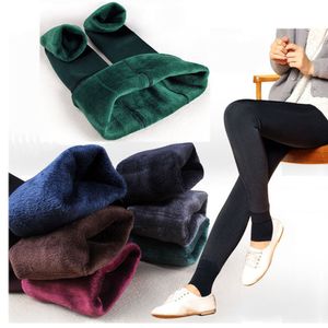 Meninas femininas outono e inverno alta elasticidade faux veludo grosso quente calças cinturadas de cintura lã lenços leggings