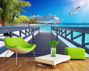 3d Home Wallpaper Beautiful Hawaii Promenade 3D Seascape Background Wall Indoor TV Background Wall Decoration Mural Wall Paper