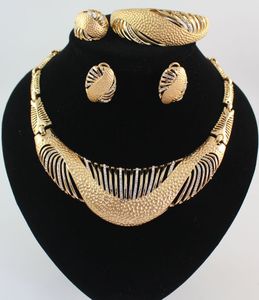 Moda 18K Złoto i posrebrzane Afryki Biżuteria Naszyjnik Ring Kolczyk Bransoletka Kryształowa Ślubna Biżuteria Ślubna Zestawy
