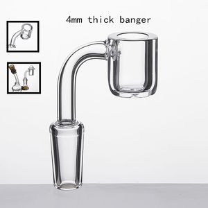 4mm Flat Top Quartz Banger Nail Domeless Nail 90 Degree Clear Joint 10 14 18mm Male Female for Glass Water Bongs 644