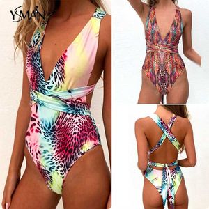 Yisiman Verband Tiefem V Einteiligen Badeanzug Sexy Monokini Brasilianischen Bikini 2019 Sommer Bade Weibliche Leoparden-print Bademode Frauen