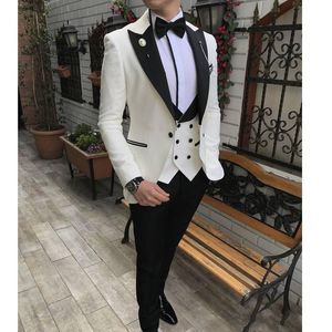 Högkvalitativ One Button Ivory Groom Tuxedos Peak Lapel Män Passar Bröllop / Prom / Middag Bästa Man Blazer No: 999