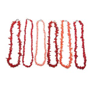 Coral Pärlor Halsband Oregelbundna Form Charms Smycken Korall Beaded Halsband Tjej Smycken Gåvor för Kvinnor 45cm