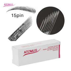 50pcs 15Pin Double Rows Disposable Microblading Needles Blades Eyebrow Tattoo Disposal Sterilized Tattoo Supply Eye Brow Accessories