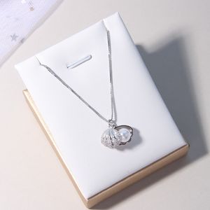 Wholesale- New Fashion Shell Itemry Women Temperament Silver Shell Pearl Necklace Decoration Girls Birthday Gifts Jewelry