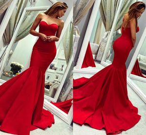 Nuovi splendidi abiti da sera a sirena rossa Sweet Heart Backless Sweep Train Abiti da cerimonia lunghi da ballo formale Vestidos De Fiesta Plus Size