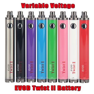 Evod Twist II 1600mAh Vape Pen VV Tensione variabile 510 Batteria a filo Ego C Vision Spinner 2 Caricatore USB adatto emow mega kit