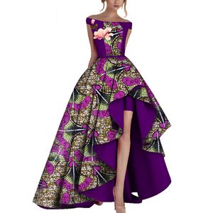 Winter Party Dresses Women Dashiki Afrika Tryck Vax Afrikansk Kläder Bazin Riche Afrika Sexig Klänning För Kvinnor WY3505